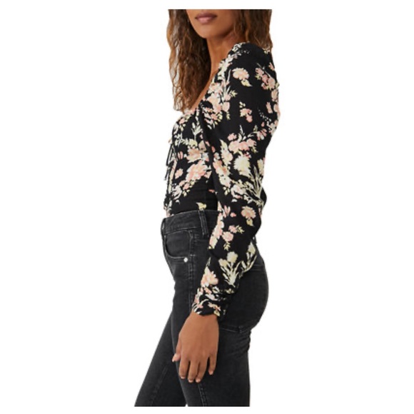 FREE PEOPLE | Hilary Printed Top in Black Combo - Picture 3 of 5